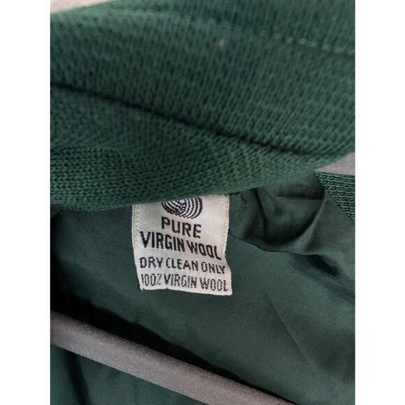 I. Magnin Pea Coat Knitted Wool Vintage 60s Duster Classic Winter Green Size 14 - Picture 14 of 16